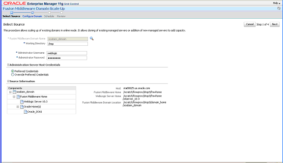 Select Source Page (Scale Up)