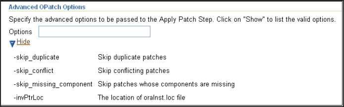 Advanced OPatch options