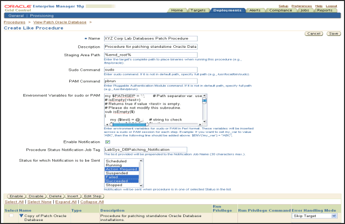 Enable Notification for Deployment Procedures