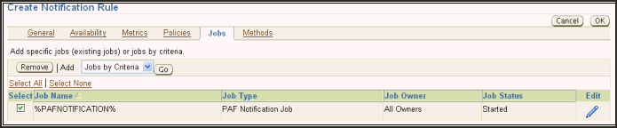 Edit the Job of the new PAF Status Notification Rule