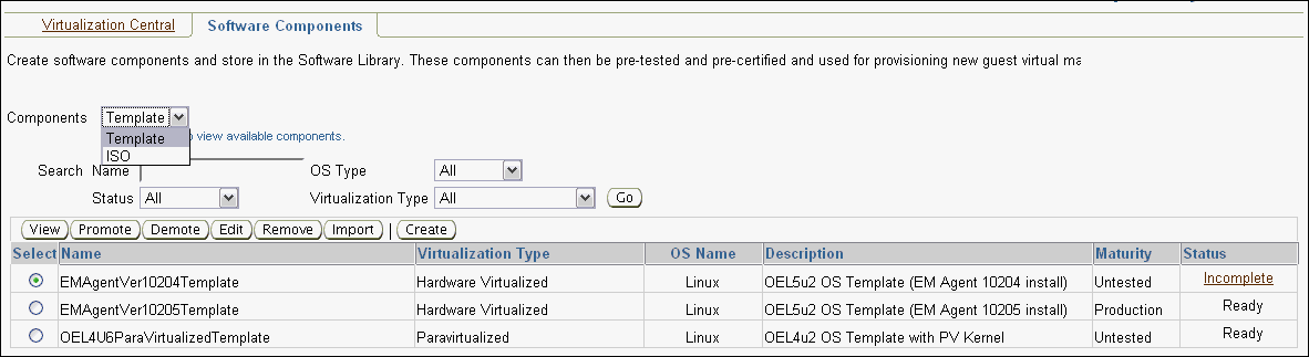 This figure shows the Software Components tab.