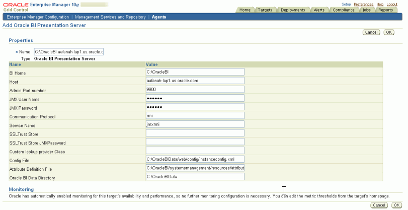 Add Oracle BI Presentation Server