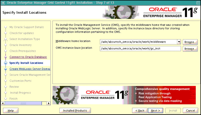 Specify Installation Locations