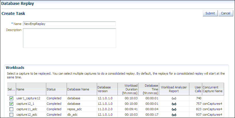 Description of the illustration dbr_replay_create_task.gif follows