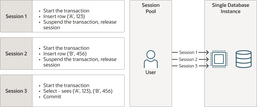 Multiplexing Transactions across Sessions on a Single-instance Deployment