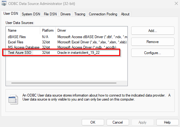 ODBC Data Source Administrator (32-bit)